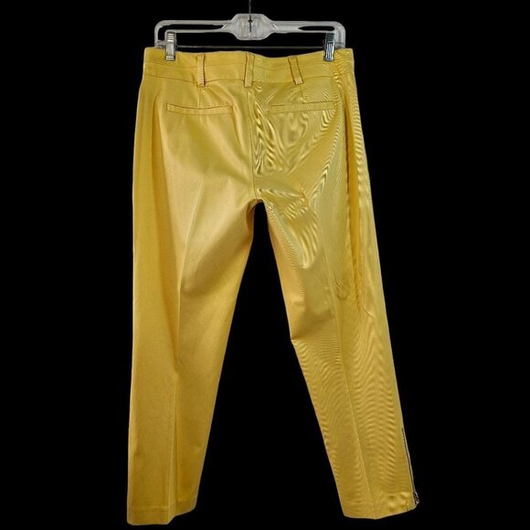 7th Ave Suiting Zip Ankle Pants Womens 4 Mid Rise Yellow Stretch Cotton Twill - Picture 5 of 8